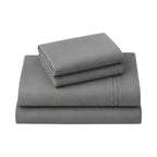 Four Piece Light Gray Cotton Queen Sheet Set  Warm Home View