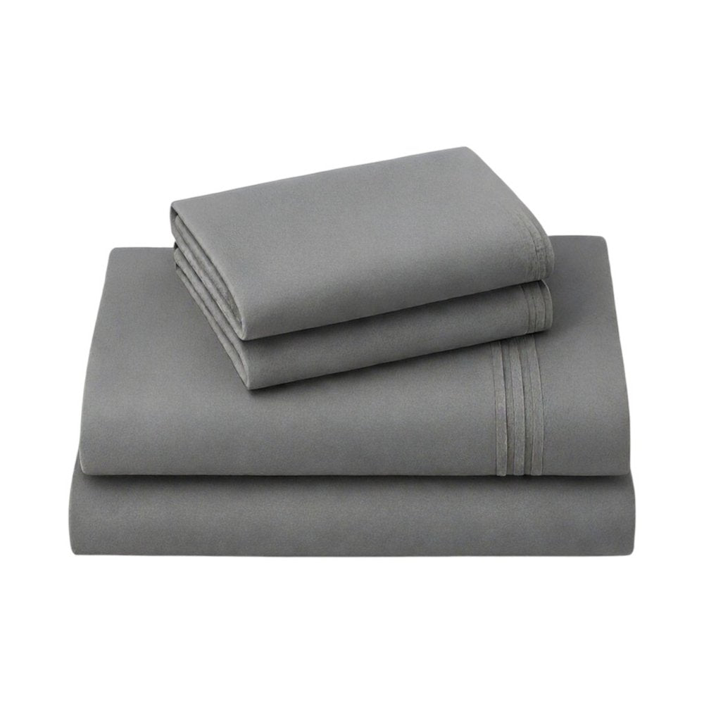 Four Piece Light Gray Cotton King Sheet Set  Warm Home View