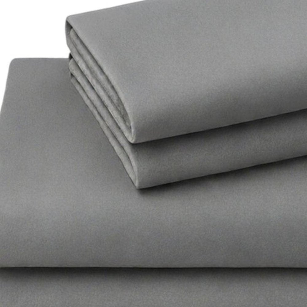 Four Piece Light Gray Cotton King Sheet Set  Warm Home View