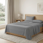 Four Piece Light Gray Cotton King Sheet Set  Warm Home View