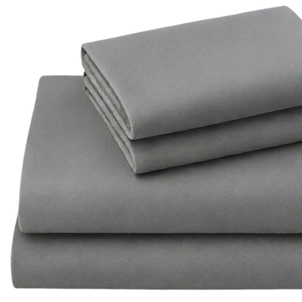 Four Piece Light Gray Cotton King Sheet Set  Warm Home View