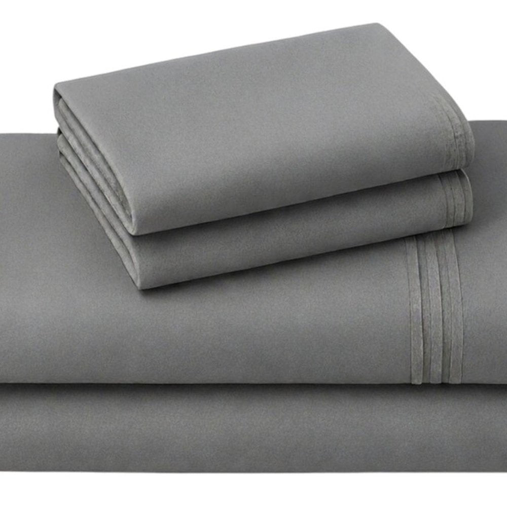 Four Piece Light Gray Cotton King Sheet Set  Warm Home View