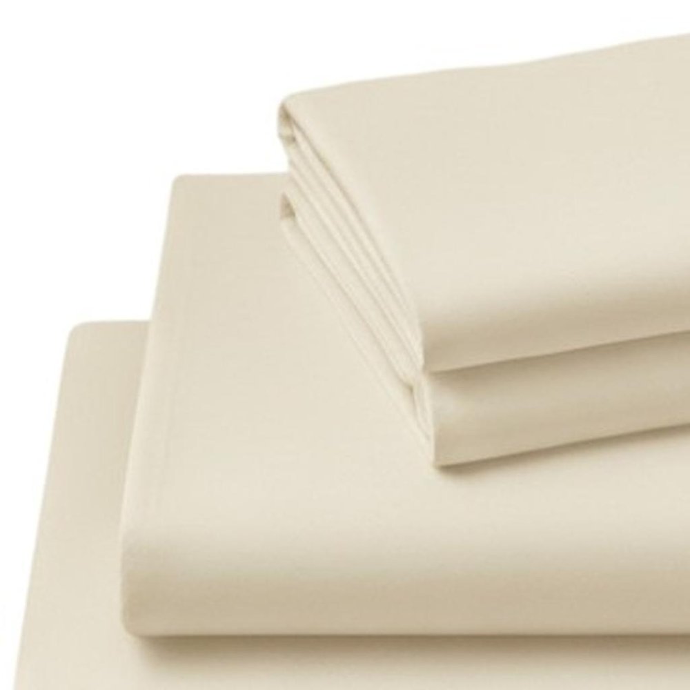 Four Piece Ivory Cotton Queen Sheet Set  Warm Home View