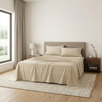 Four Piece Ivory Cotton King Sheet Set  Warm Home View