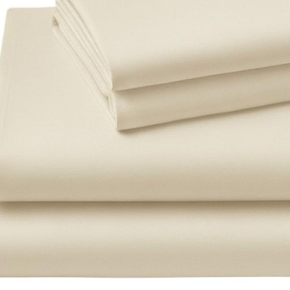 Four Piece Ivory Cotton King Sheet Set  Warm Home View