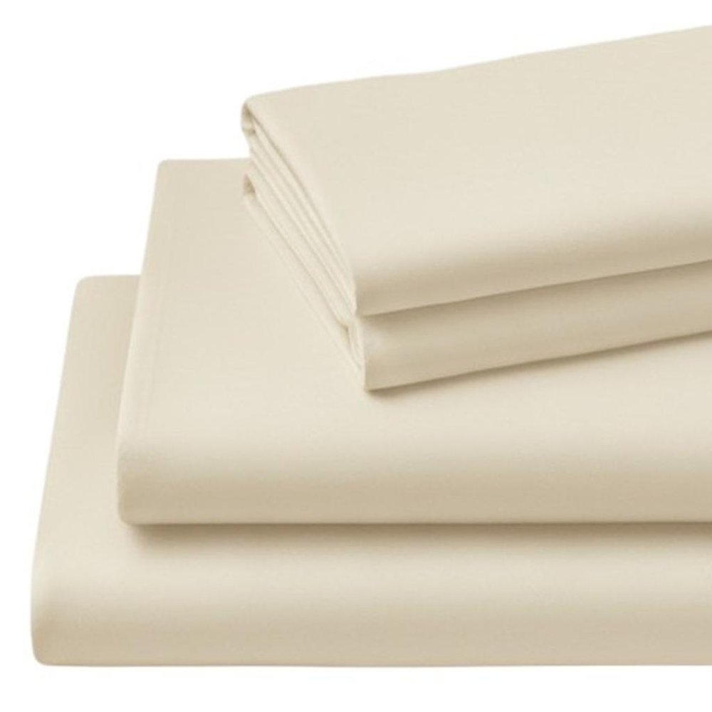 Four Piece Ivory Cotton King Sheet Set  Warm Home View