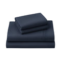 Four Piece Navy Blue Cotton Queen Sheet Set  Warm Home View