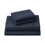 Four Piece Navy Blue Cotton Queen Sheet Set  Warm Home View