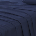 Four Piece Navy Blue Cotton Queen Sheet Set  Warm Home View