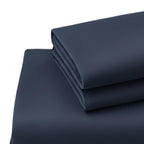 Four Piece Navy Blue Cotton King Sheet Set  Warm Home View