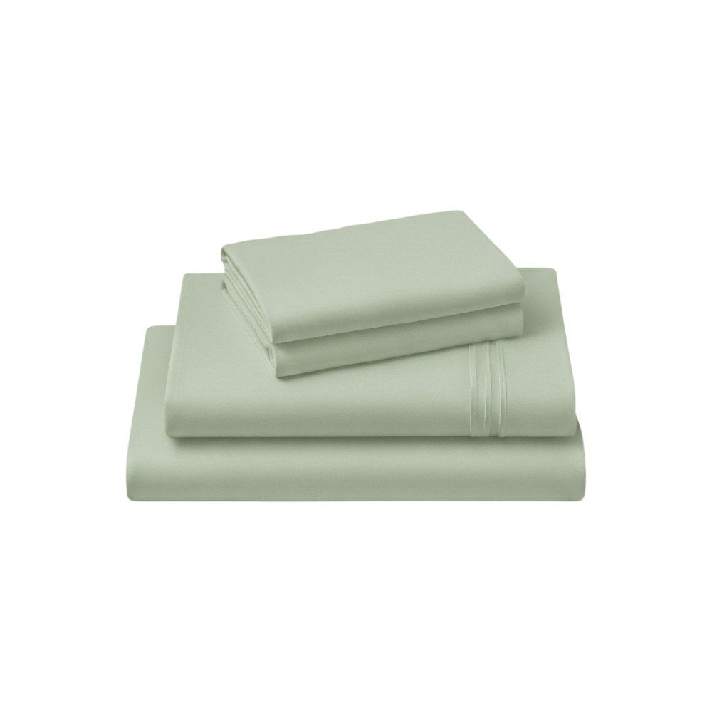 Four Piece Sage Cotton King Sheet Set  Warm Home View