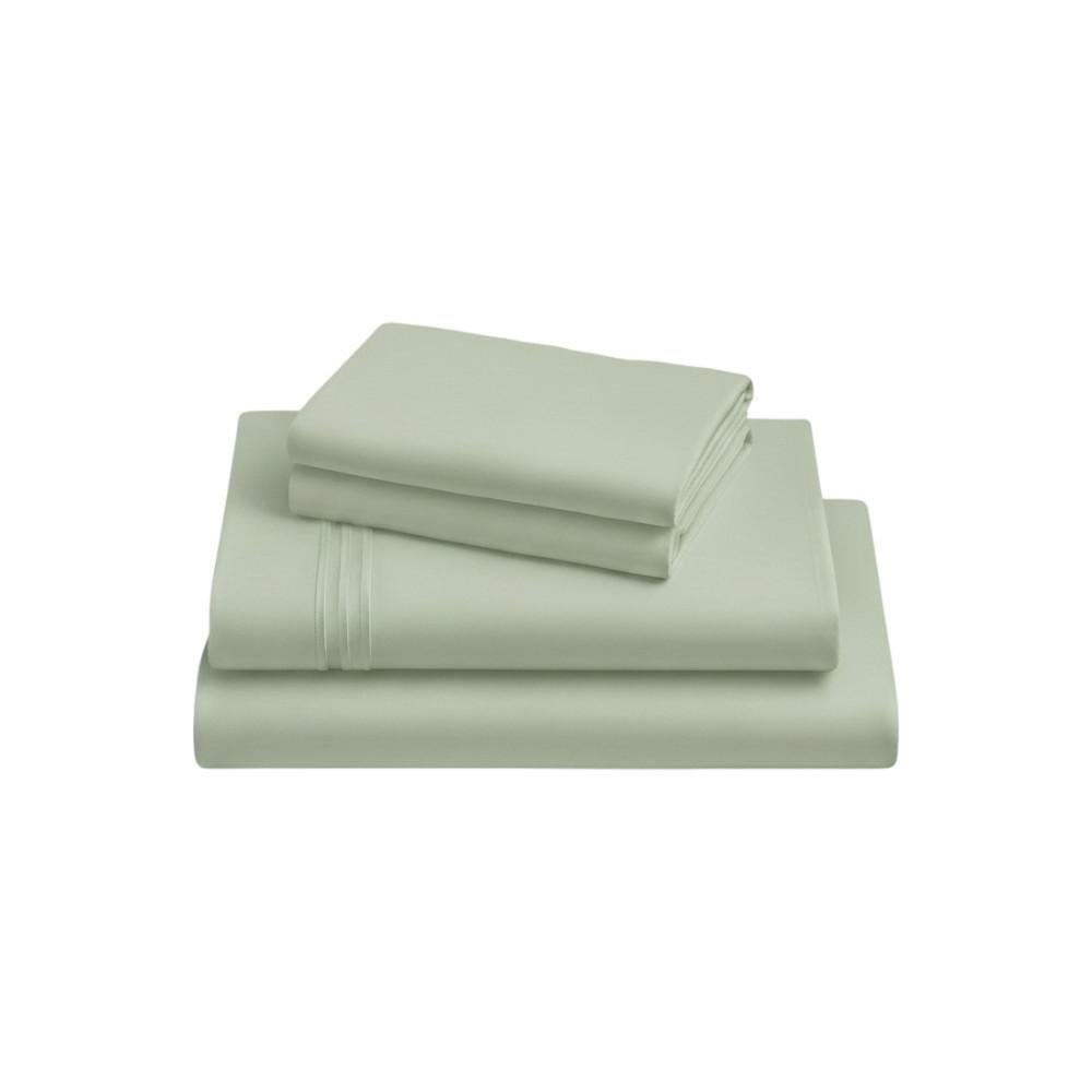 Four Piece Sage Cotton King Sheet Set  Warm Home View