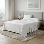 Four Piece White Cotton Queen Sheet Set  Warm Home View