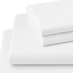 Four Piece White Cotton Queen Sheet Set  Warm Home View
