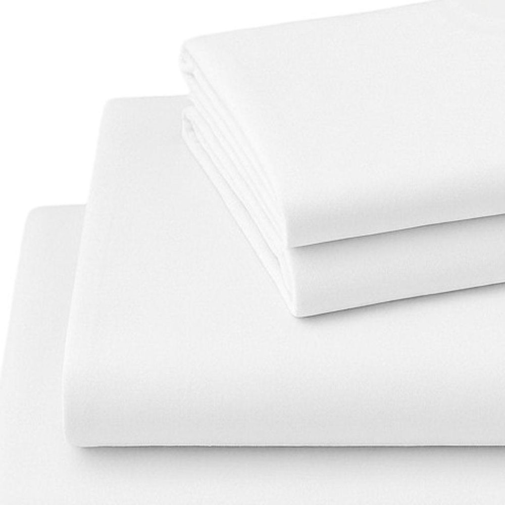Four Piece White Cotton Queen Sheet Set  Warm Home View