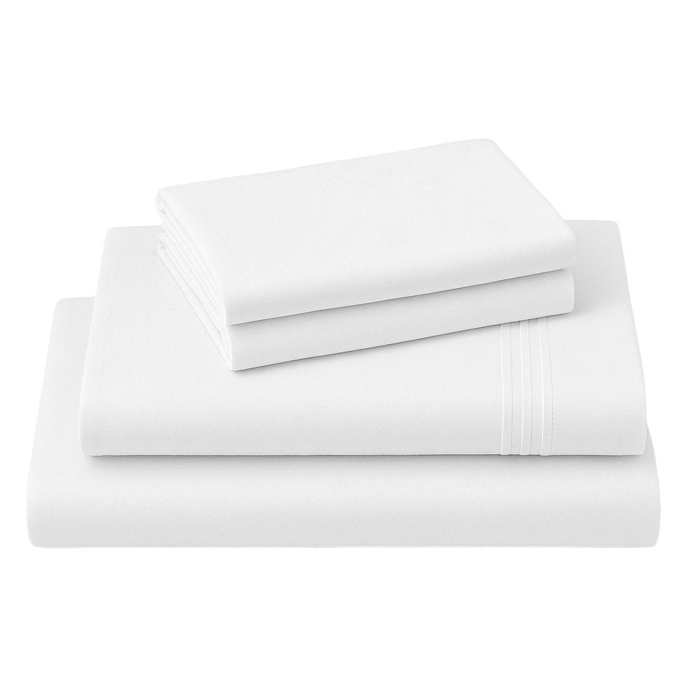 Four Piece White Cotton King Sheet Set  Warm Home View