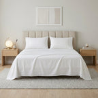 Four Piece White Cotton King Sheet Set  Warm Home View