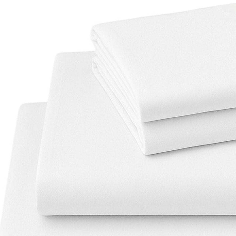 Four Piece White Cotton King Sheet Set  Warm Home View