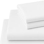 Four Piece White Cotton King Sheet Set  Warm Home View