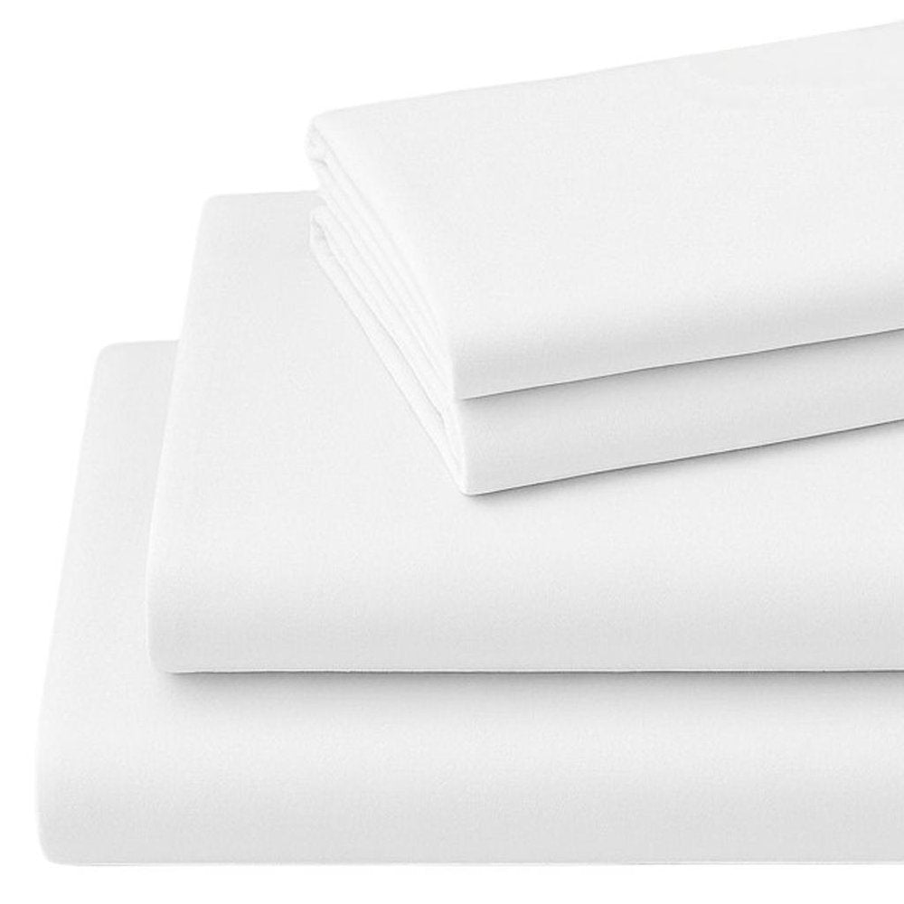 Four Piece White Cotton King Sheet Set  Warm Home View