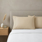Set of Two Ivory Cotton Queen Pillowcases  Warm Home View