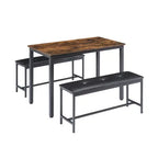 Industrial Style Dining Table Set Rustic Brown 3-Piece  Warm Home View
