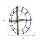 24" Beige Black And Brown Silent Analog Round Wall Clock  Warm Home View