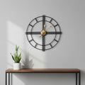 24" Beige Black And Brown Silent Analog Round Wall Clock  Warm Home View