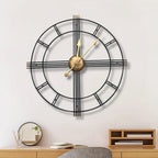 24" Beige Black And Brown Silent Analog Round Wall Clock  Warm Home View