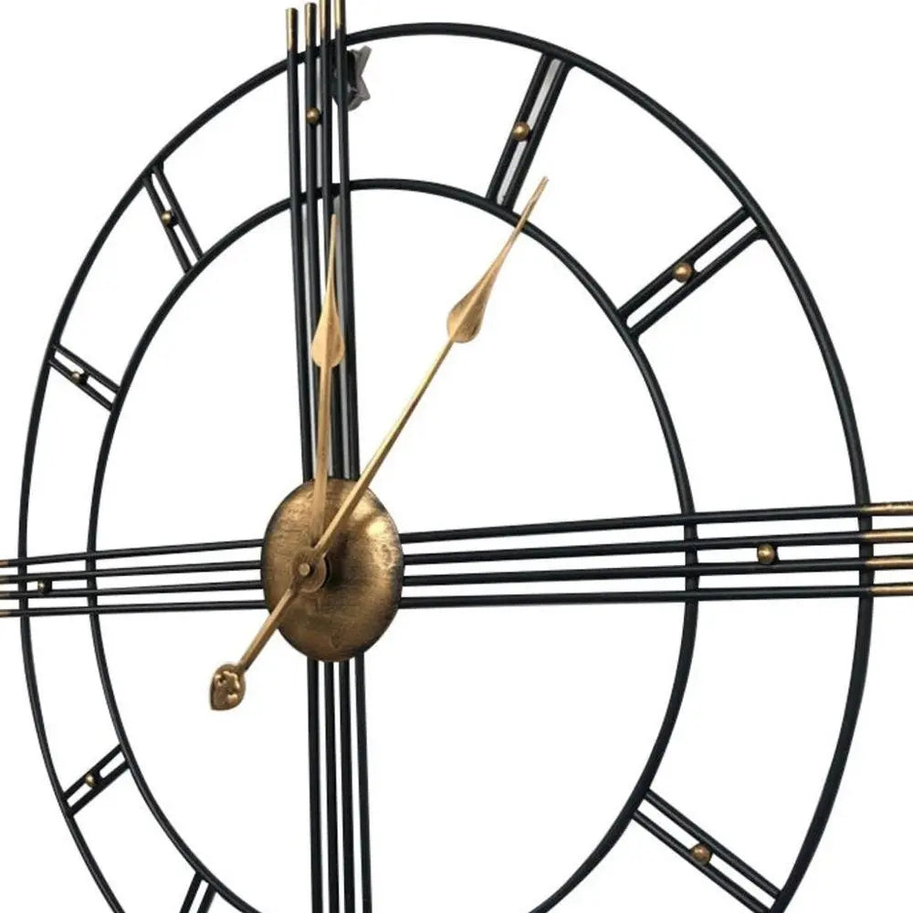 24" Beige Black And Brown Silent Analog Round Wall Clock  Warm Home View