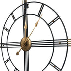 24" Beige Black And Brown Silent Analog Round Wall Clock  Warm Home View