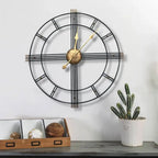 24" Beige Black And Brown Silent Analog Round Wall Clock  Warm Home View