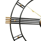 24" Beige Black And Brown Silent Analog Round Wall Clock  Warm Home View