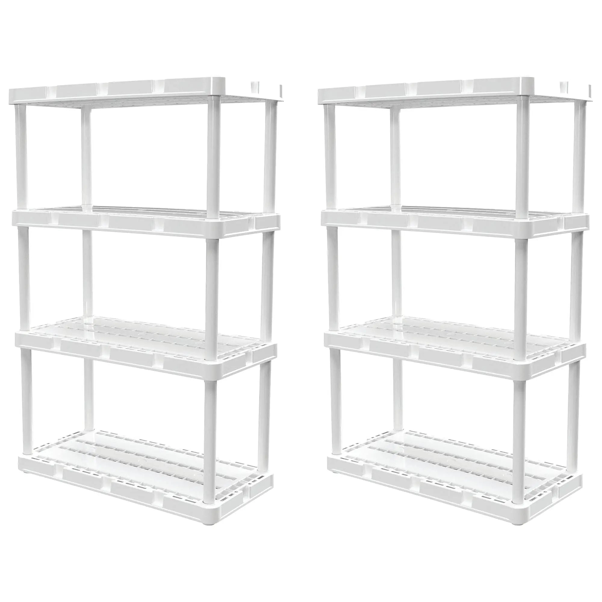 Gracious Living 2-Pack 4-Shelf Storage Shelving Fixed-Height Light-Duty Knect-A-Shelf White  Warm Home View