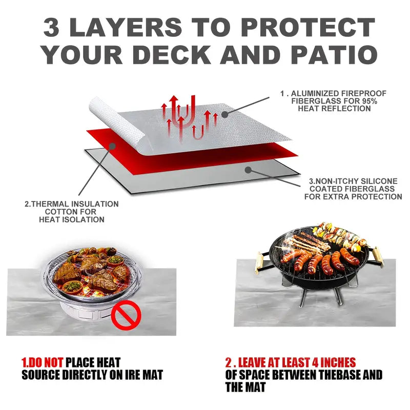Fireproof Outdoor Grill Mat - Fiberglass, 1-Piece  Warm Home View
