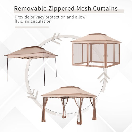Pop-up Awning Outdoor Patio Gazebo Shelter with Detachable Zipper Net - Metal, 1-Piece  Warm Home View