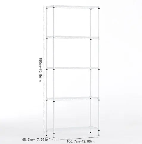 Wire Shelving Metal Storage Rack Adjustable Shelves, Standing Storage Shelf Units For Laundry Bathroom Kitchen Pantry ClosetWhite, 42L X 18W X 71H  Warm Home View