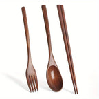 3-Piece Solid Wood Dinnerware Set with Utensils  Warm Home View