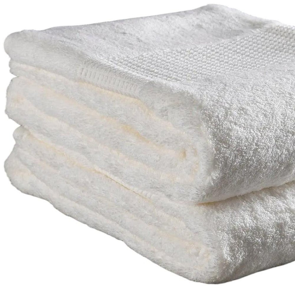 Set of Two White Turkish Cotton 13" X 13" Quick Dry Terry Cloth Washcloths  Warm Home View