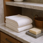 Set of Two White Turkish Cotton 13" X 13" Quick Dry Terry Cloth Washcloths  Warm Home View