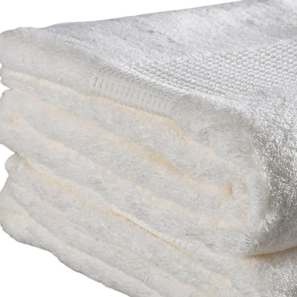 Set of Two White Turkish Cotton 13" X 13" Quick Dry Terry Cloth Washcloths  Warm Home View