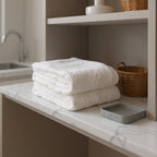Set of Two White Turkish Cotton 13" X 13" Quick Dry Terry Cloth Washcloths  Warm Home View