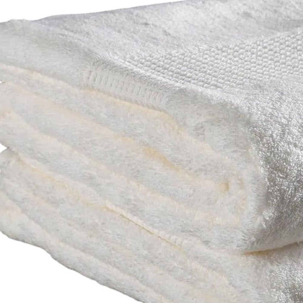 Set of Two White Turkish Cotton 13" X 13" Quick Dry Terry Cloth Washcloths  Warm Home View