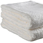 Set of Two White Turkish Cotton 13" X 13" Quick Dry Terry Cloth Washcloths  Warm Home View