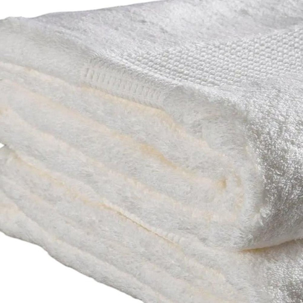 Set of Two White Turkish Cotton 13" X 13" Quick Dry Terry Cloth Washcloths  Warm Home View