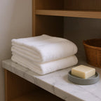 Set of Two White Turkish Cotton 13" X 13" Quick Dry Terry Cloth Washcloths  Warm Home View