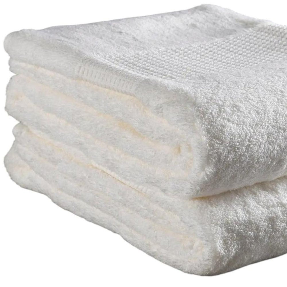 Set of Two Ivory Cotton 13" X 13" Quick Dry Terry Cloth Washcloths  Warm Home View