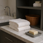 Set of Two Ivory Cotton 13" X 13" Quick Dry Terry Cloth Washcloths  Warm Home View