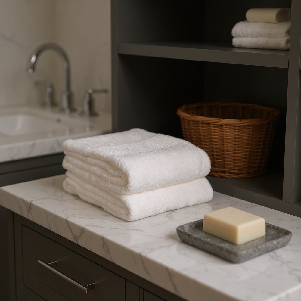 Set of Two Ivory Cotton 13" X 13" Quick Dry Terry Cloth Washcloths  Warm Home View