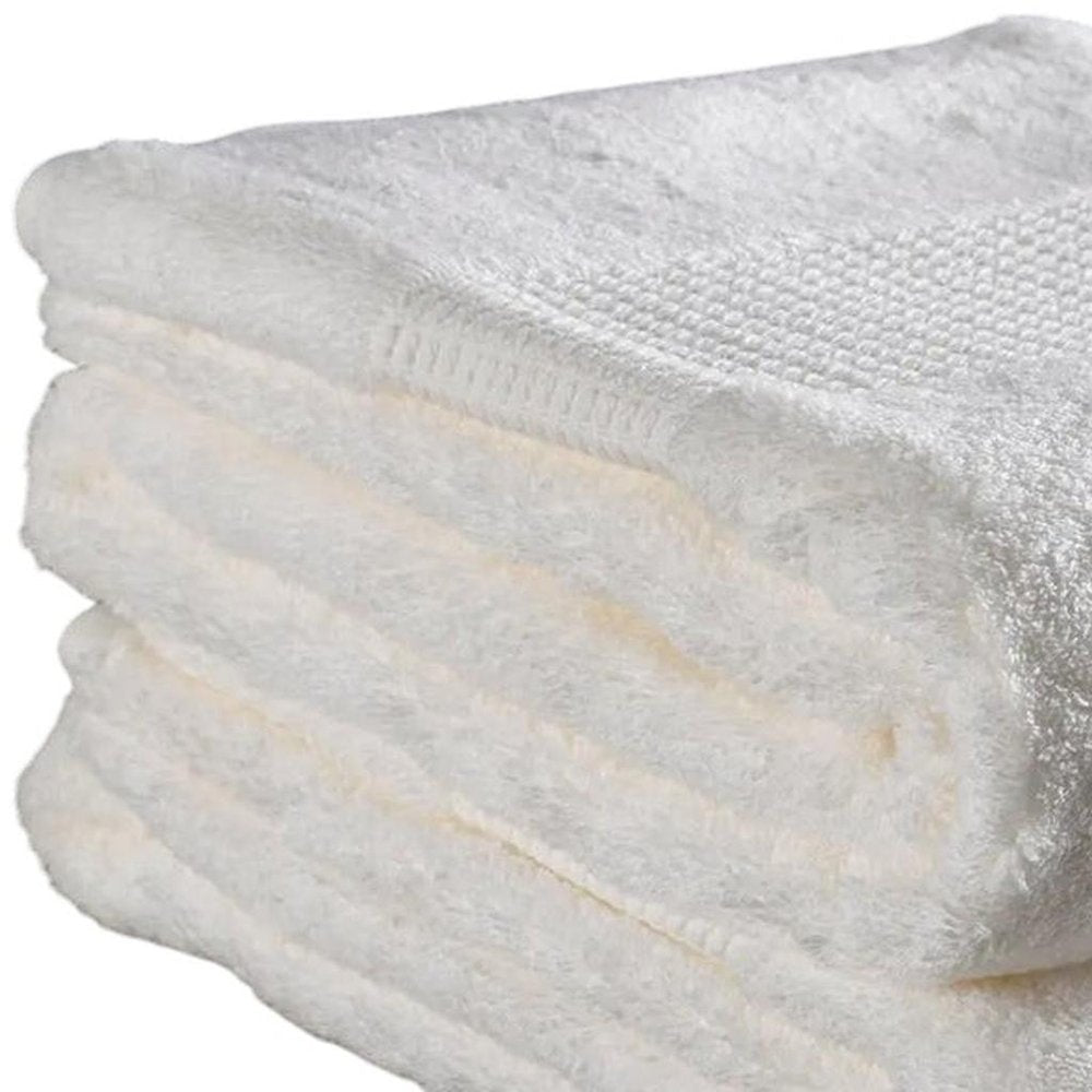 Set of Two Ivory Cotton 13" X 13" Quick Dry Terry Cloth Washcloths  Warm Home View